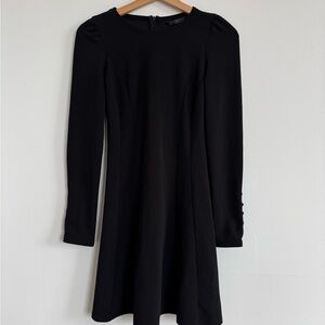 Zara Black A-Line Long Sleeve Cocktail Dress